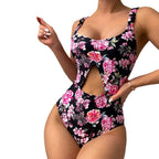 Damen Badeanzug mit floralem Design und ausgefallenem Ausschnitt R&B