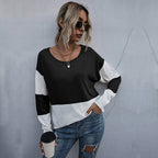 Damen lässiger V-Pullover mit modischem Netzdesign R&B