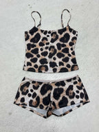Damen sportliches Set mit Leopardenmuster R&B