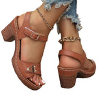 Damen Blockabsatz-Sandalen mit modischem Riemendesign R&B
