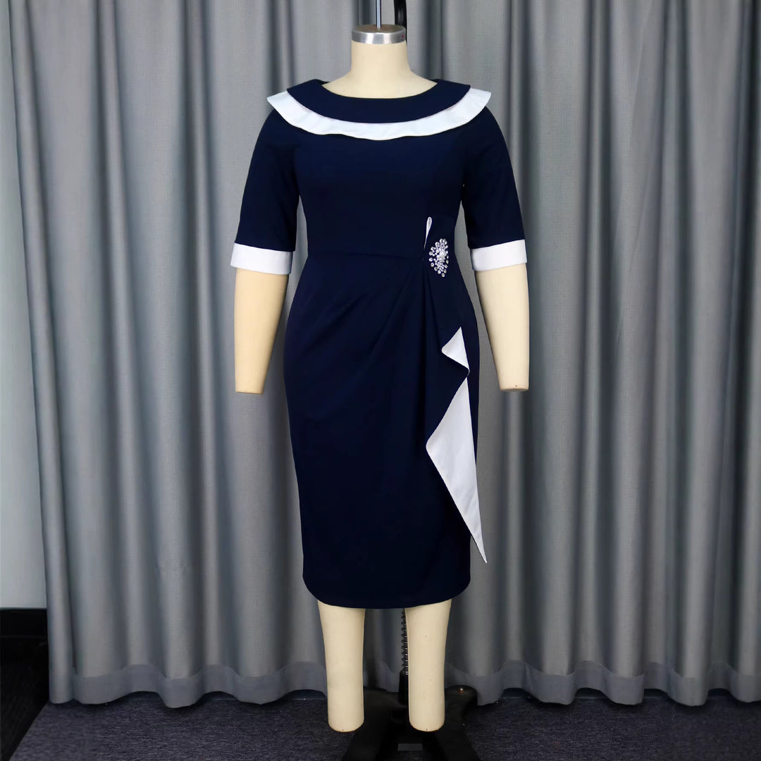 Damen Elegantes Kleid mit kontrastierenden Rüschendetails R&B