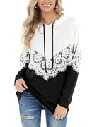 Damen Eleganter Hoodie mit Spitzenapplikationen R&B