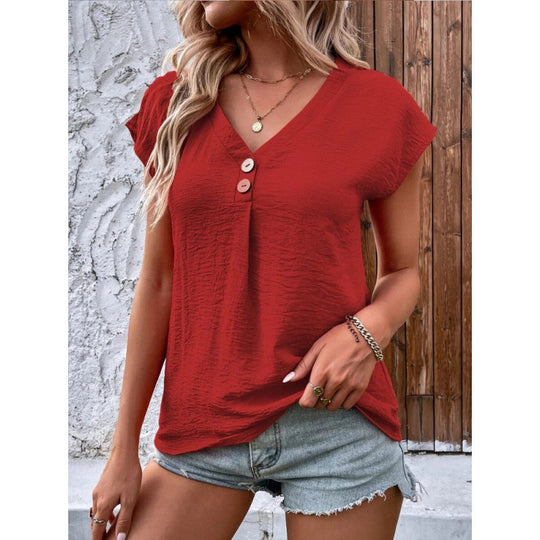 Damen trendiges V-Pullover mit Knopfdetails R&B