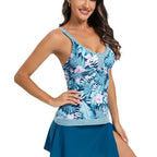 Damen Tankini mit hohem Beinausschnitt und elegantem Mustermix R&B