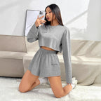 Damen Freizeit-Set mit lässigem Crop-Top und Shorts R&B