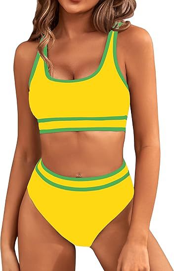 Damen Sportlicher Hochgeschnittener Bikini R&B