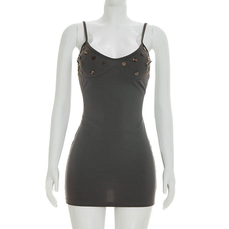 Damen Minikleid mit innovativen Knopfakzenten und figurbetonter Silhouette R&B