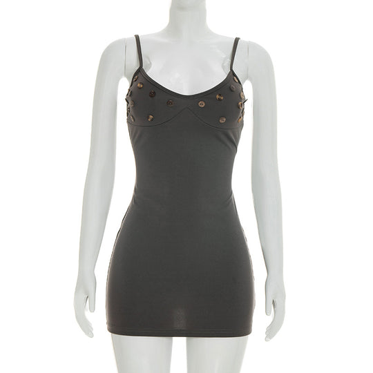 Damen Minikleid mit innovativen Knopfakzenten und figurbetonter Silhouette R&B