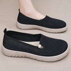 Damen Slip-On Freizeit Schuhe mit eleganter Strickoberfläche und Perlenschmuck R&B