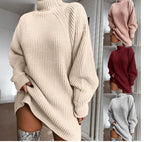 Damen Großer Strickpullover mit hohem Kragen und weiten Ärmel R&B