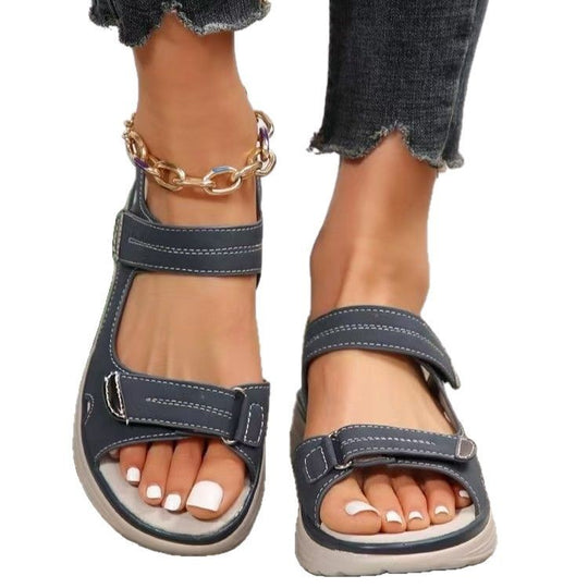 Damen Bequeme Riemchen-Sandalen mit ergonomischem Fußbett und verstellbaren Klettverschlüssen R&B