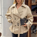 Damen modische Trenchcoatjacke mit Gürtel und großzügigem Schnitt R&B