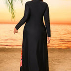 Damen Strandkleid mit langen Ärmeln und floralem Design