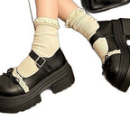 Damen Modische Mary Jane Schuhe mit dekorativer Schleife und robuster Plateau-Sohle R&B