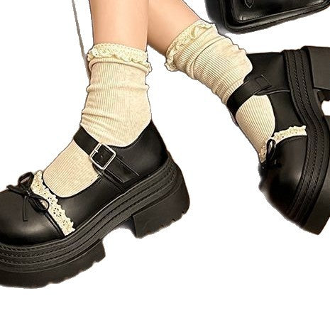 Damen Modische Mary Jane Schuhe mit dekorativer Schleife und robuster Plateau-Sohle R&B