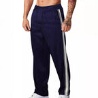 Herren nan gerippte Relax-Jogginghose mit weitem Bein, seitlicher Paspel und elastischem Kordelbund R&B