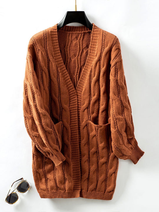 Damen Strickjacke mit V-Ausschnitt und praktischen Taschen R&B