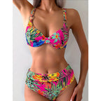 Damen BikinOberteil mit trendigem Blumenmuster und Ringdetails R&B
