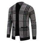 Herren Strickjacke mit modernem Karomuster und praktischem Reißverschluss R&B