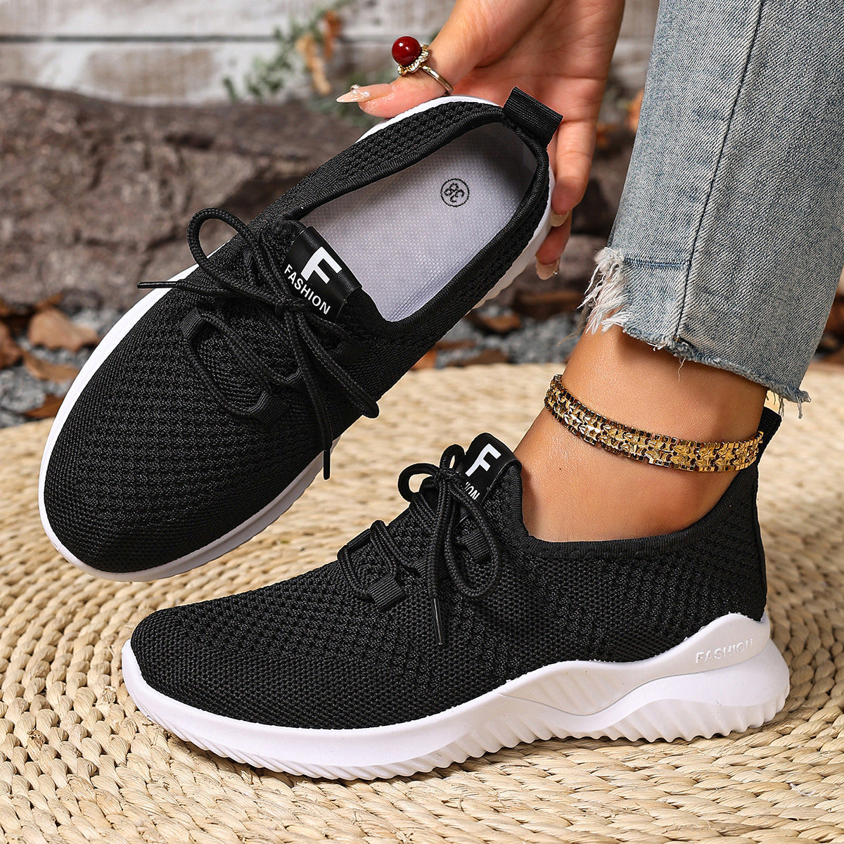 Damen Sportliche Sneaker mit atmungsaktiver Netzstruktur und flexibler Sohle R&B