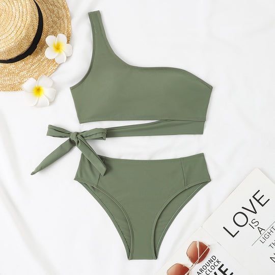 Damen Asymmetrischer Bikini mit verstellbarem Bindegurt R&B