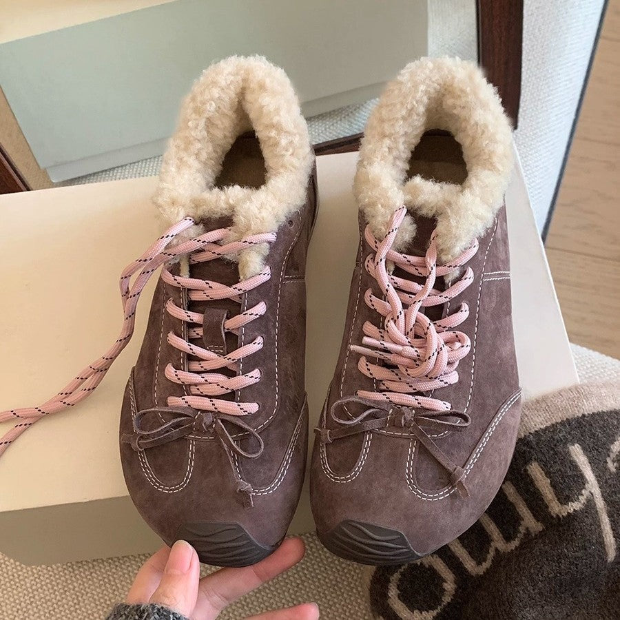 Damen Sportliche Winter-Sneaker mit kuscheligem Kunstfellkragen und rutschfester Sohle R&B