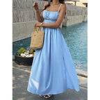 Damen Elegantes Maxikleid mit verstellbaren Spaghettiträgern und seitlichem Schlitz R&B