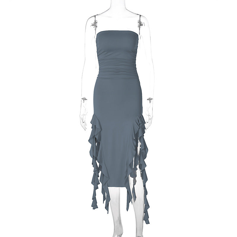 Damen Wickelkleid mit Rüschen und figurformendem Schnitt R&B