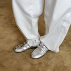 Damen Ballerina-Schuhe im modernen Metallic-Look mit doppeltem Riemchen R&B