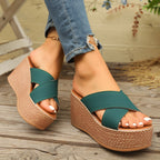 Damen Wedge-Pantoletten mit dekorativem geflochtenem Detail und rutschfester Sohle