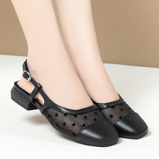 Damen Slingpumps mit einem romantischen Herzdesign und bequemem Blockabsatz R&B