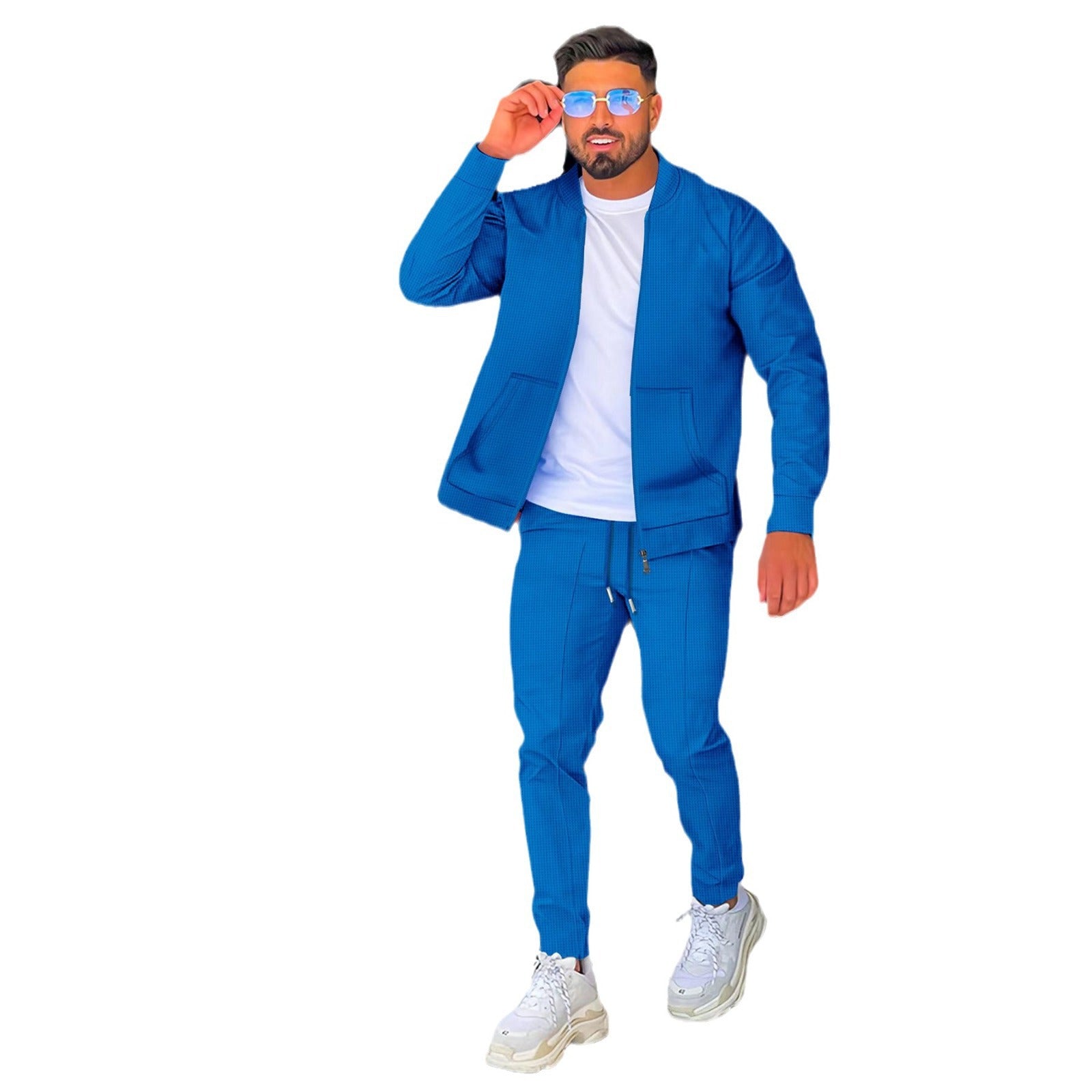 Herren modisches Athleisure Set mit strukturiertem Design und elastischem Bund R&B