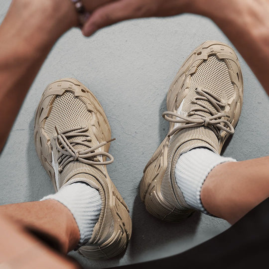Damen Sportliche Sneakers mit atmungsaktiver Strick-Oberfläche und rutschfester Laufsohle R&B
