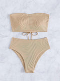 Damen Bandeau-Bikini mit verstellbarem Höschen und raffiniertem Design R&B