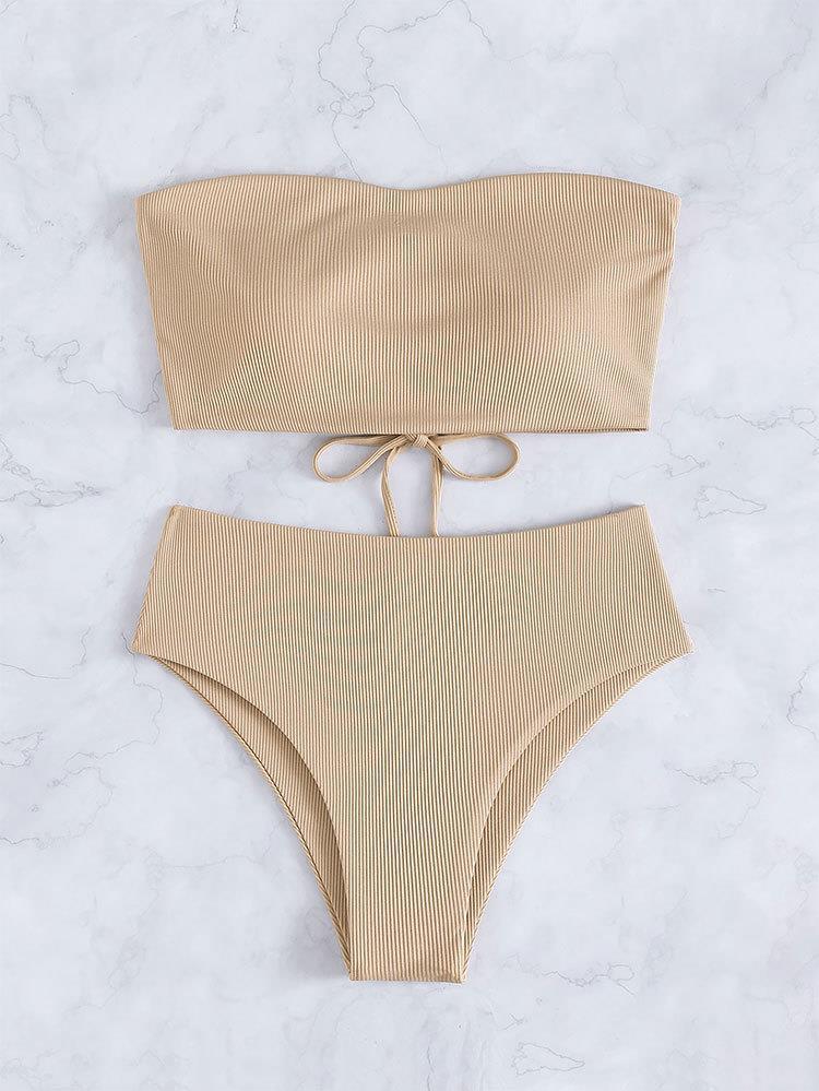 Damen Bandeau-Bikini mit verstellbarem Höschen und raffiniertem Design R&B