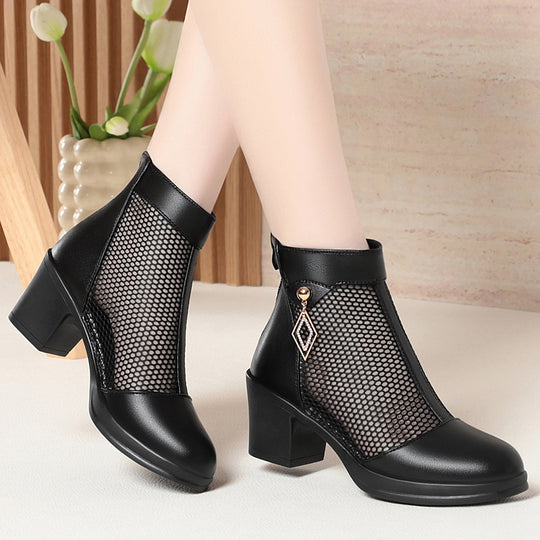 Damen Elegante Cut-Out Stiefeletten mit modischem Netzdesign R&B
