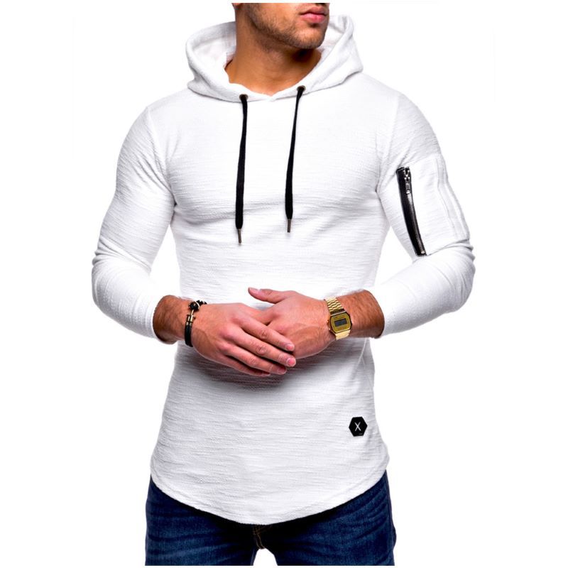 Herren langer Kapuzenpulli mit einzigartiger Struktur