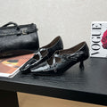 Damen elegante Ballerina Schuhe mit verstellbarem Riemen und glänzendem Obermaterial R&B