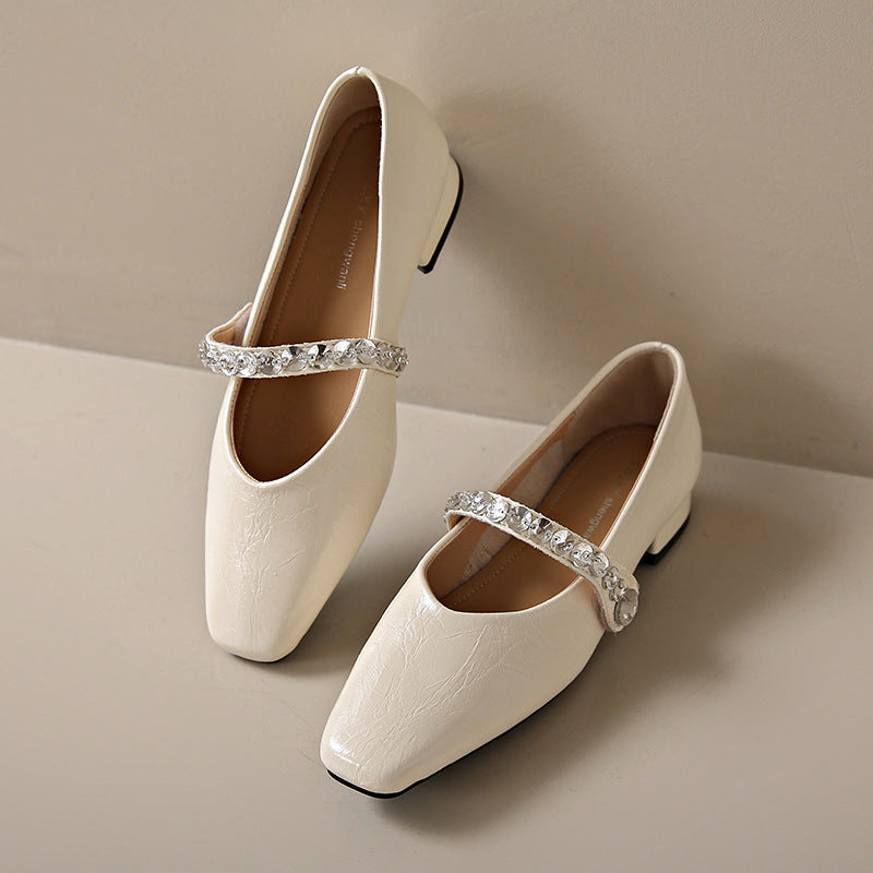 Damen elegante Mary Jane Schuhe mit modischem Riemen und funkelnden Applikationen R&B