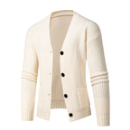 Damen gestreifte Strickjacke mit modischem Schnitt und praktischen Taschen R&B
