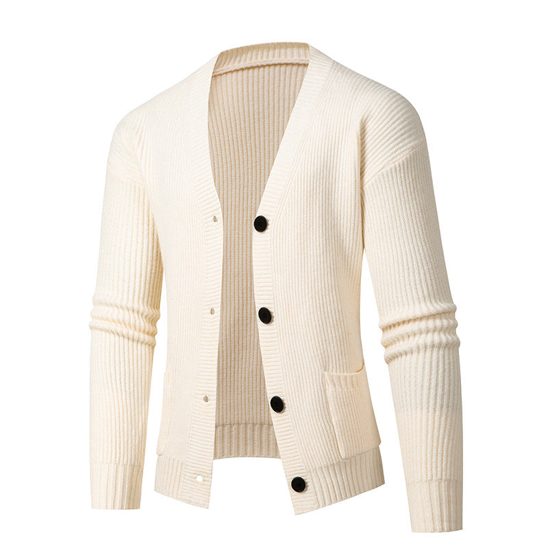 Damen gestreifte Strickjacke mit modischem Schnitt und praktischen Taschen R&B