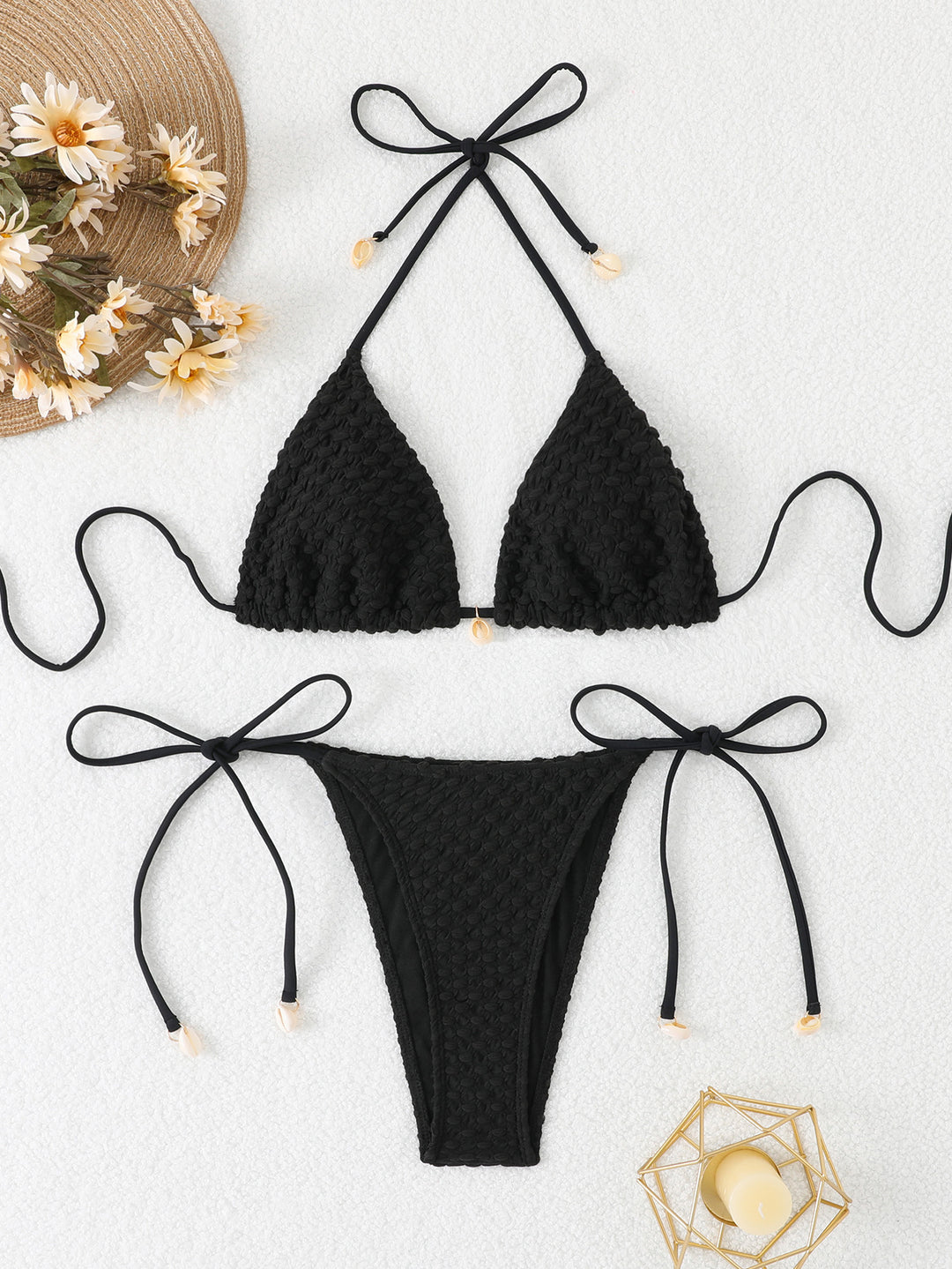 Damen Triangel-Bikini in strukturierter Häkeloptik R&B