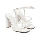 Damen elegante Riemchen-Sandalen mit breitem Blockabsatz und atmungsaktiven Riemen R&B