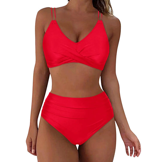 Damen Hochgeschnittenes Bikini-Set mit elegantem Wickeldesign R&B