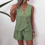 Damen lässiges Overall-Set mit Knopfdetail R&B
