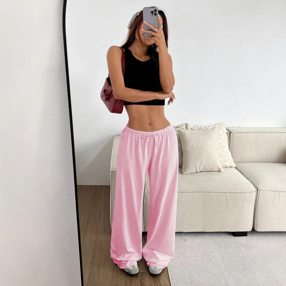 Damen lässiges Cropped-Oberteil und weite Hose Set R&B