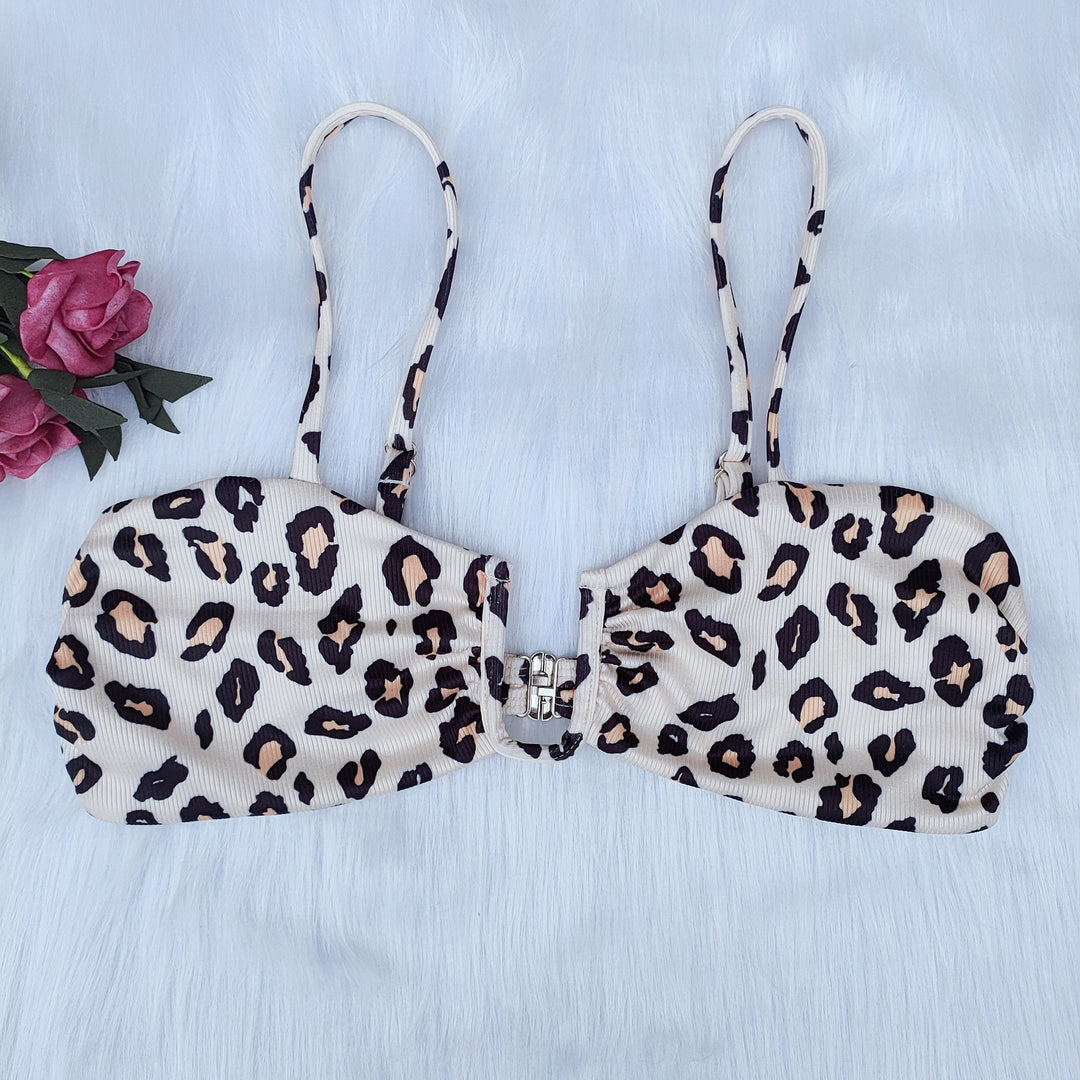 Damen Bikini-Set mit elegantem Leopardenmuster und strukturierter Oberflächengestaltung R&B