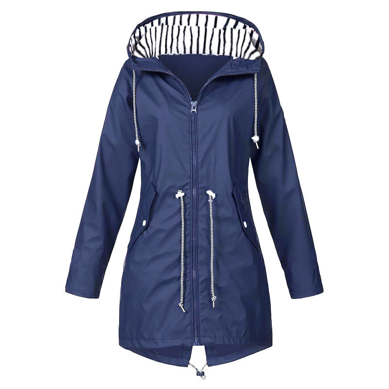 Damen wasserabweisende Freizeitjacke mit verstellbarem Kapuzenkragen und funktionalen Taschen R&B