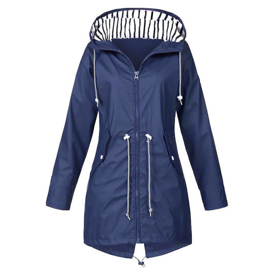 Damen wasserabweisende Freizeitjacke mit verstellbarem Kapuzenkragen und funktionalen Taschen R&B