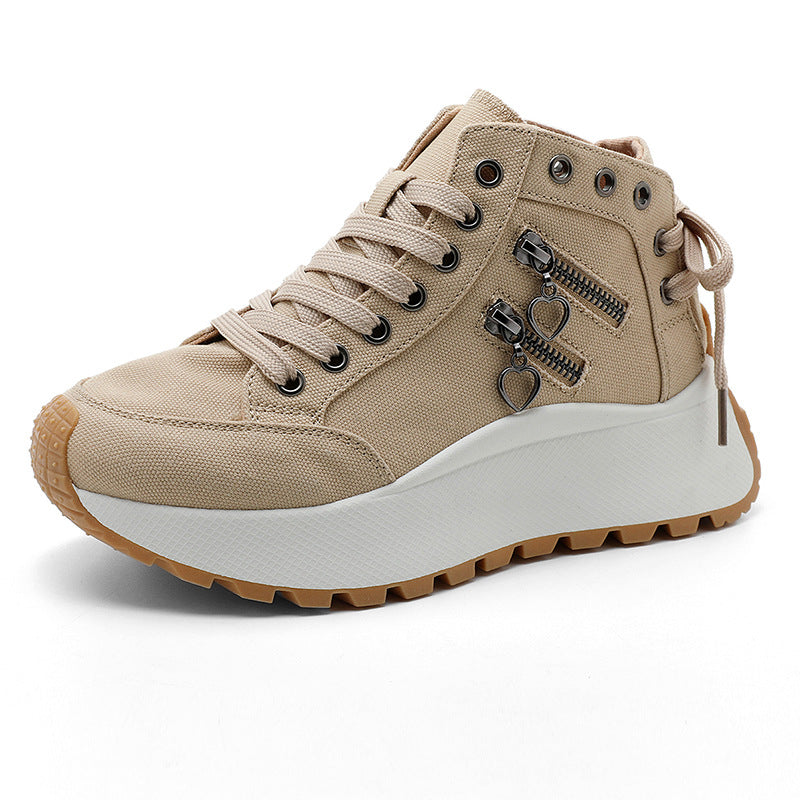 Damen sportive High-Top Sneakers mit modischem Reißverschluss und rutschfester Sohle R&B